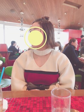 「MURUA（ムルーア）のバストラインニット（ニット/セーター）」を使った、めんじろうさん（レディース・154cm）の春コーディネート