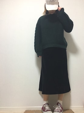 「LEPSIM（レプシィム）の3Gアミガラドルマンプルオーバー　763672（ニット/セーター、グリーン系）」を使った、ちぇるさん（レディース）の冬コーディネート