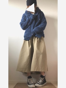 「FREAK'S STORE（フリークスストア）のDickies × GRAMICCI/ディッキーズ×グラミチ 別注ボリュームスカート（スカート、ベージュ系）」を使った、ちぇるさん（レディース）の冬コーディネート