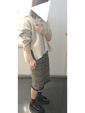 「しまむら（シマムラ）のアイテム（スカート、ブラウン系）」を使った、ちぇるさん（レディース）の秋コーディネート