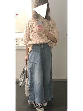 「Ungrid（アングリッド）のアイテム（デニムスカート）」を使った、ちぇるさん（レディース・162cm）の秋コーディネート