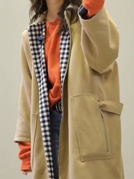 「ベージュコート」｜「アイテム（チェスターコート）」を使った、ユウカさん（レディース・173cm）の冬コーディネート