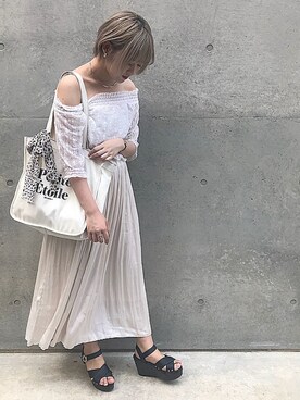 「へザー」｜「アイテム（トートバッグ）」を使った、あいりんさん（レディース・158cm）の夏コーディネート