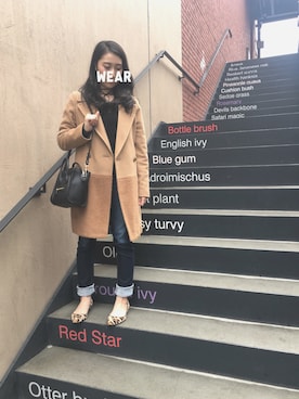「NOLLEY’S（ノーリーズ）のアイテム（チェスターコート）」を使った、Nさん（レディース・154cm）の冬コーディネート