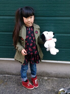 「HYSTERIC GLAMOUR（ヒステリックグラマー）のアイテム（ジャケット/アウター）」を使った、ポコさん（キッズ・110cm）の冬コーディネート