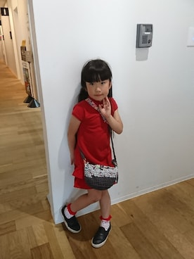 「レッドワンピース」｜ポコさん（キッズ・120cm）の夏コーディネート