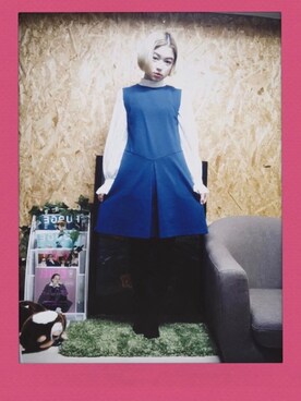 「UNIQLO（ユニクロ）のアイテム（ワンピース、ブルー系）」を使った、umekoume23さん（レディース・154cm）の夏コーディネート