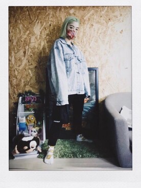 「Panamaboy（パナマボーイ）のアイテム（デニムジャケット、ブルー系）」を使った、umekoume23さん（レディース・154cm）の夏コーディネート