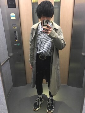「アイテム（ステンカラーコート）」を使った、Takaさん（メンズ・165cm・20代）の冬コーディネート