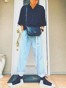 「RIPNDIP（リップンディップ）のアイテム（シューズ）」を使った、ナウ湾さん（メンズ・176cm）の秋コーディネート