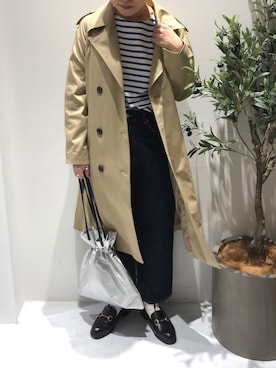 「LEPSIM（レプシィム）のアイテム（トレンチコート）」を使った、つちさん（レディース・160cm）の冬コーディネート
