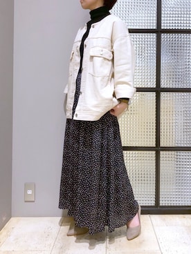 「LEPSIM」｜「アイテム（ノーカラージャケット）」を使った、つちさん（レディース・160cm）の冬コーディネート