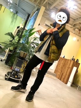 「アイテム（ダウンベスト、その他）」を使った、ナナシノゴンベエさん（メンズ・165cm）の冬コーディネート