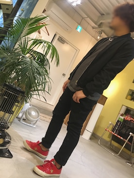 「美容師」｜「アイテム（MA-1）」を使った、ナナシノゴンベエさん（メンズ・165cm）の冬コーディネート