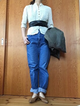 「DHOLIC（ディーホリック）のアイテム（ベルト）」を使った、aya1550さん（レディース・166cm）の春コーディネート