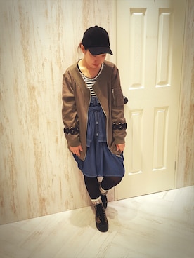 「アイテム（シャツワンピース）」を使った、UKIさん（レディース・155cm）の冬コーディネート