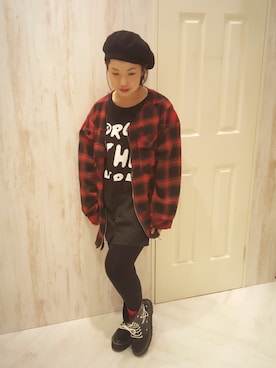 「アイテム（チュニック）」を使った、UKIさん（レディース・155cm）の秋コーディネート