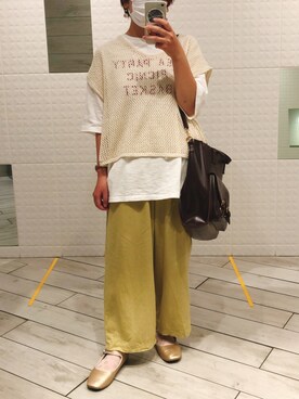 「Samansa Mos2（サマンサ モスモス）の前後着メッシュベスト（ベスト）」を使った、なこさん（レディース・149cm）の夏コーディネート