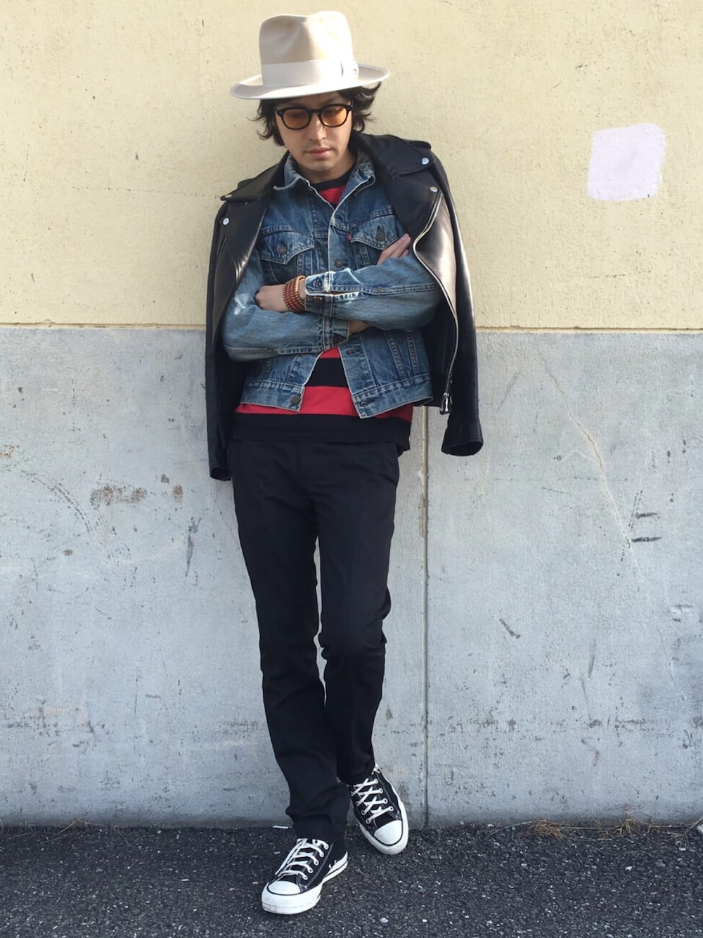 ウルフズヘッド レザー ブレスレット レッド WOLF'S HEADの