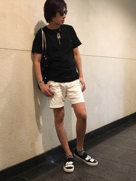 「シュプリーム」｜「アイテム（スリッポン）」を使った、akihiro hachiyaさん（メンズ・173cm）の夏コーディネート