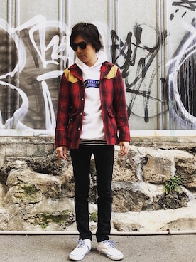 「RESTIR（リステア）のアイテム」を使った、akihiro hachiyaさん（メンズ・173cm）の冬コーディネート