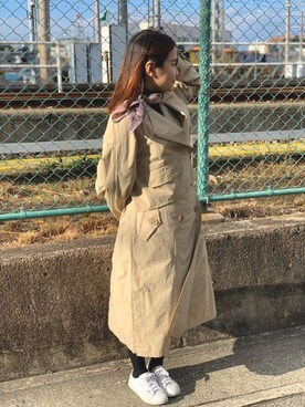 「AVIREX（アヴィレックス）のアイテム（トレンチコート）」を使った、CHIPCHIPさん（レディース・153cm）の春コーディネート