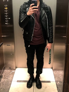 「Apple（-）のアイテム（トップス）」を使った、akiさん（メンズ・180cm）の冬コーディネート