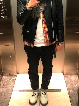 「zozoデニム」｜「アイテム（ブーツ）」を使った、akiさん（メンズ・180cm）の冬コーディネート