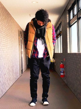「ZOZO」｜「アイテム（スリッポン）」を使った、akiさん（メンズ・180cm）の冬コーディネート