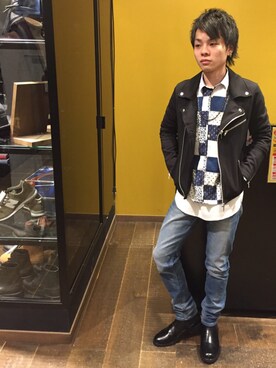 「PACIFIC STATE（パシフィックステート）のフェイクレザーサイドゴアブーツ（ブーツ）」を使った、USイーアスつくばさん（メンズ・165cm）の冬コーディネート