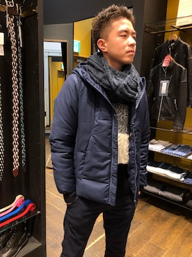 「ユニオンステーション」｜「アイテム（ダウンジャケット/コート）」を使った、USイーアスつくばさん（メンズ・165cm）の秋コーディネート