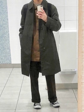 「アイテム（ステンカラーコート）」を使った、tmmさん（メンズ・163cm・20代）の冬コーディネート