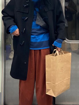「BLUE BLUE（ブルーブルー）のアイテム（Tシャツ/カットソー）」を使った、Poruruさん（メンズ・175cm）の冬コーディネート