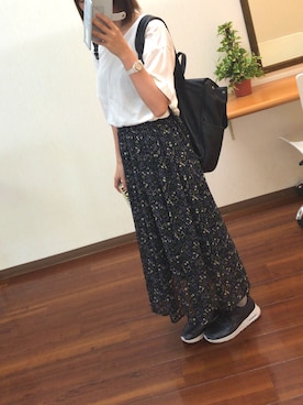 「ロンクスカート」｜「アイテム（腕時計）」を使った、ゆるこさん（レディース・153cm）の夏コーディネート