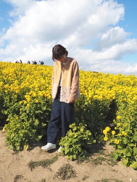 「flower」｜「アイテム（ブルゾン）」を使った、ぴよさんさん（レディース・160cm）の春コーディネート