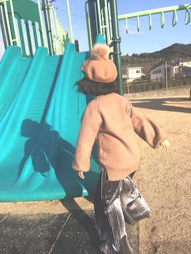 「BeBe（ベベ）のアイテム（帽子）」を使った、cocomiさん（キッズ・110cm）の冬コーディネート