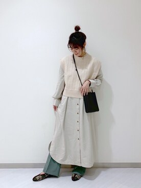 「カラーをプラス！冬から取り入れる、春色の装い」｜さとめぐさん（レディース・159cm）の春コーディネート