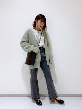「LOWRYS FARM（ローリーズファーム）のオブリークバックベルトミュール　931774（サンダル）」を使った、さとめぐさん（レディース・159cm）の春コーディネート