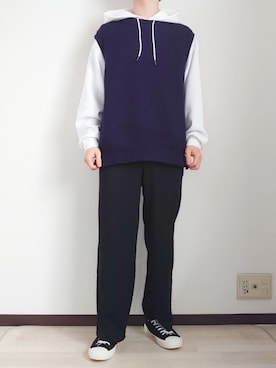「PLUS ONE（プラスワン）のアイテム（ニット/セーター）」を使った、ひろきさん（メンズ・168cm）の春コーディネート