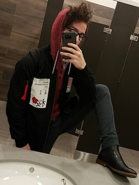 「ALDO（アルド）のアイテム（ブーツ）」を使った、Ryne // 廉服さん（メンズ・175cm）の冬コーディネート