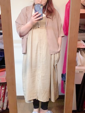 「ゆったりシルエット」｜「アイテム（ジャンパースカート）」を使った、にんじんさん（レディース・164cm）の春コーディネート