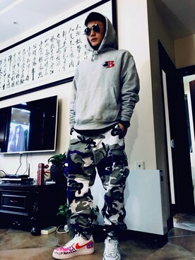 「Champion（チャンピオン）のアイテム（スタジャン）」を使った、Still_Mingさん（メンズ・176cm）の冬コーディネート