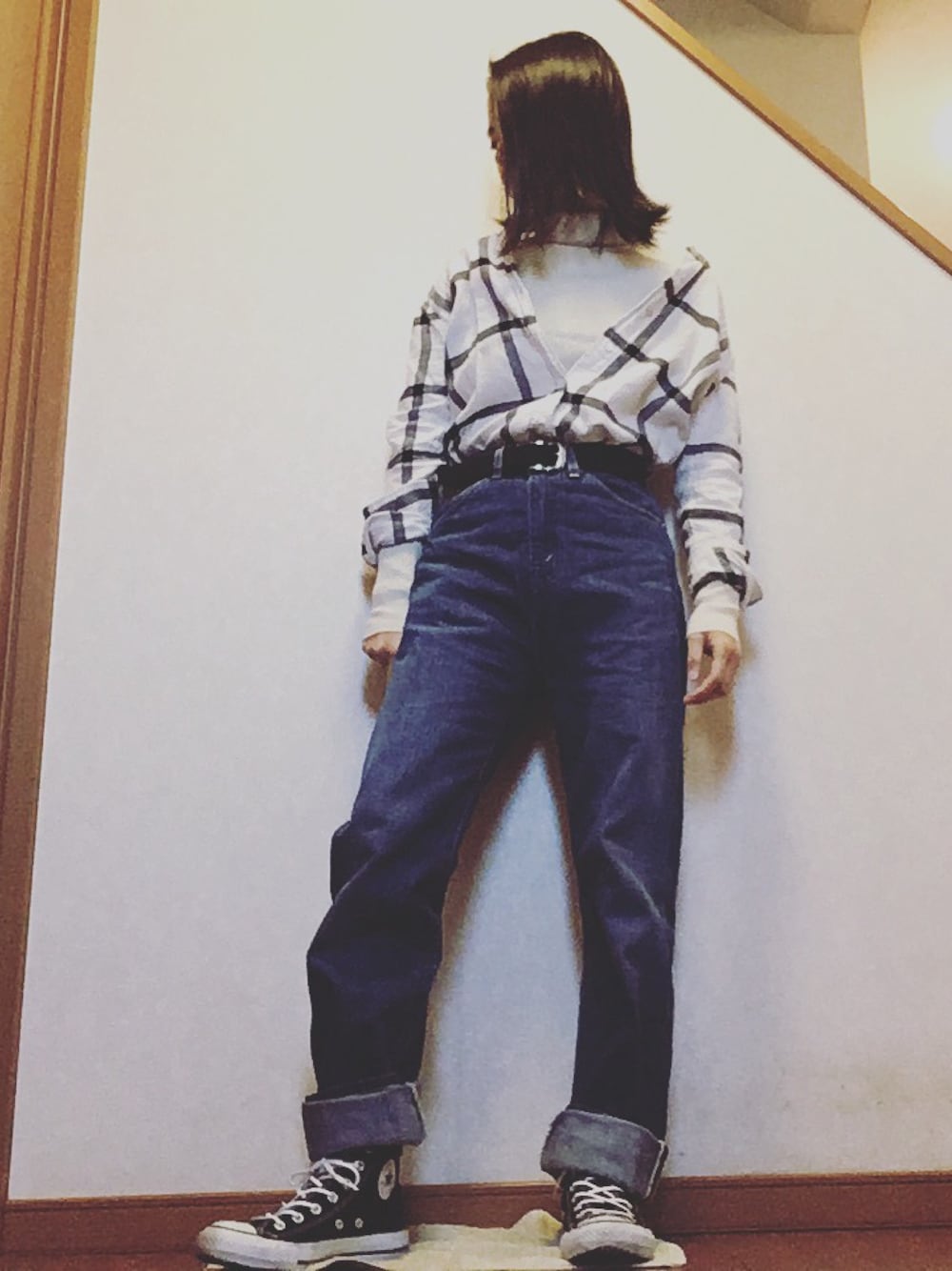 「UNIQLOのアイテム（ニット/セーター、ホワイト系）」を使った、Manasanさん（レディース・150cm）の冬コーディネートの1枚目の写真