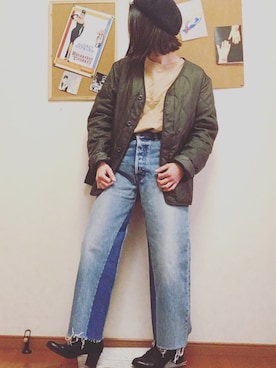 「SpRay（スプレイ）のアイテム（ハンチング/ベレー帽）」を使った、Manasanさん（レディース・150cm）の冬コーディネート