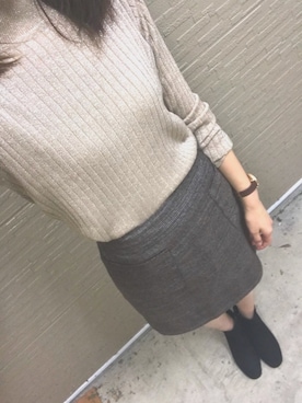 「ラメニット」｜「アイテム（デニムジャケット）」を使った、は っ ぱ さん（レディース・170cm）の秋コーディネート