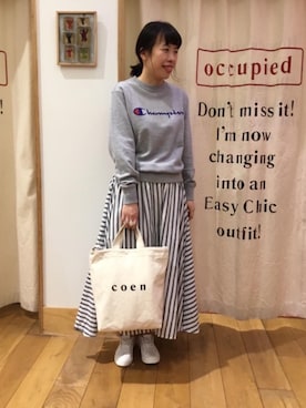 「マキシスカート」｜「アイテム（スリッポン）」を使った、みかさん（レディース・160cm）の春コーディネート