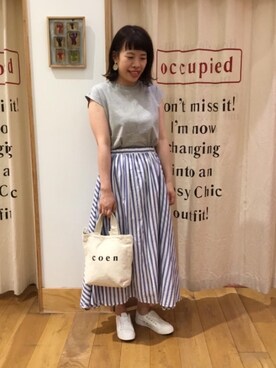 「マキシスカート」｜「アイテム（スリッポン）」を使った、みかさん（レディース・160cm）の春コーディネート