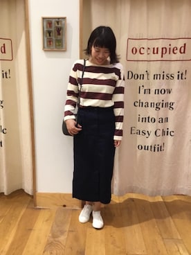 「ラウンドバッグ」｜「アイテム（スリッポン）」を使った、みかさん（レディース・160cm）の夏コーディネート