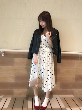 「dazzlin（ダズリン）のアイテム（ライダースジャケット）」を使った、knmnyanさん（レディース・152cm）の春コーディネート