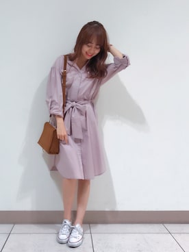 「dazzlin（ダズリン）のアイテム（シャツワンピース）」を使った、knmnyanさん（レディース・152cm）の秋コーディネート